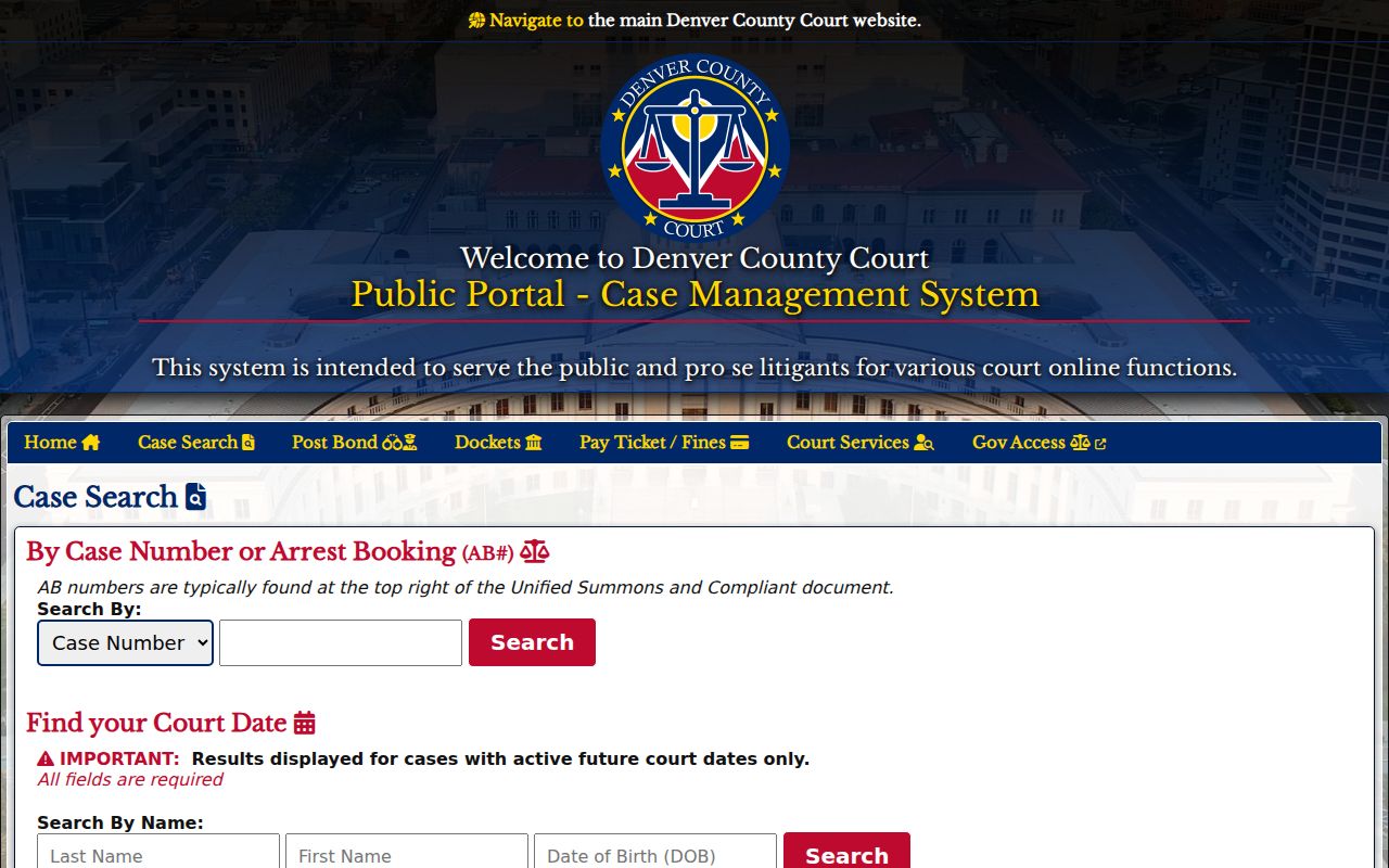 Denver residents directory Denver County Court case search