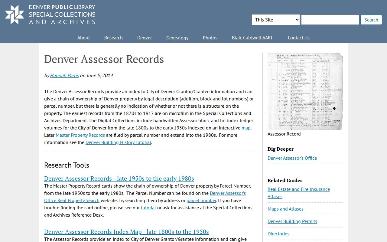 Denver previous residents historical assessor records
