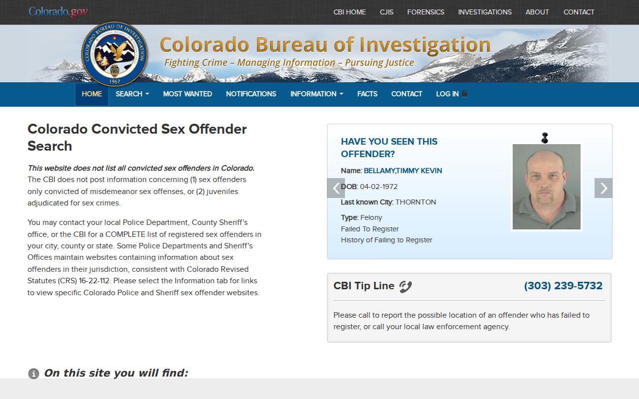 Denver resident lookup Colorado CBI registry limits