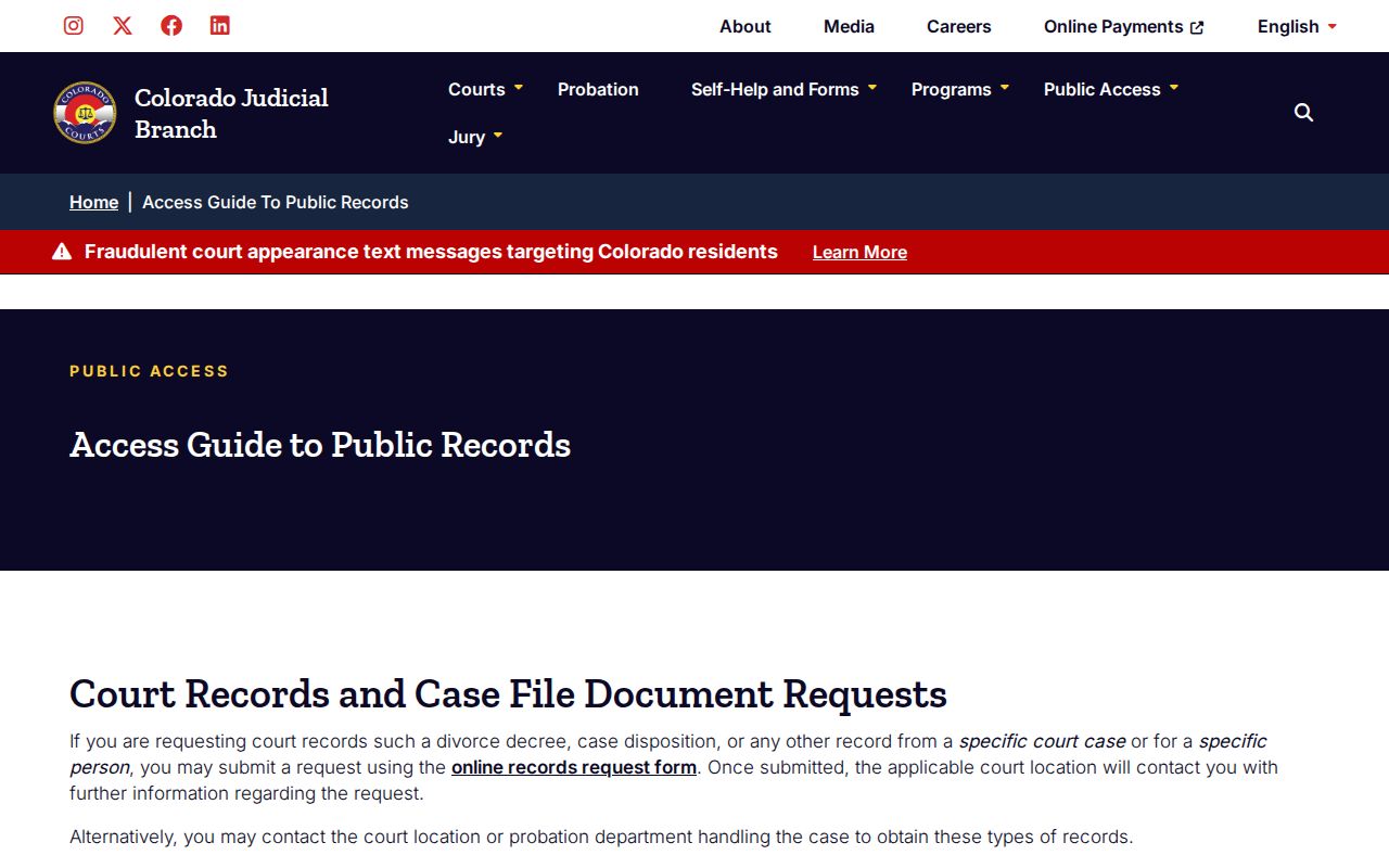 Denver resident lookup Colorado Judicial public records access