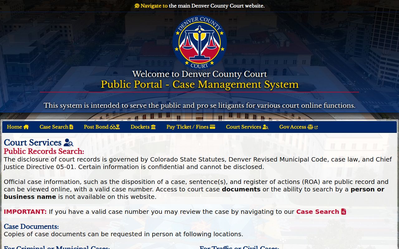 Denver resident lookup Denver County Court services and docket access